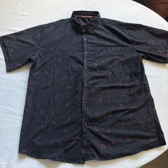 Toku Men’s Button Down Shirt Black Red Geometric Short Sleeve Size XXL - Picture 1 of 8